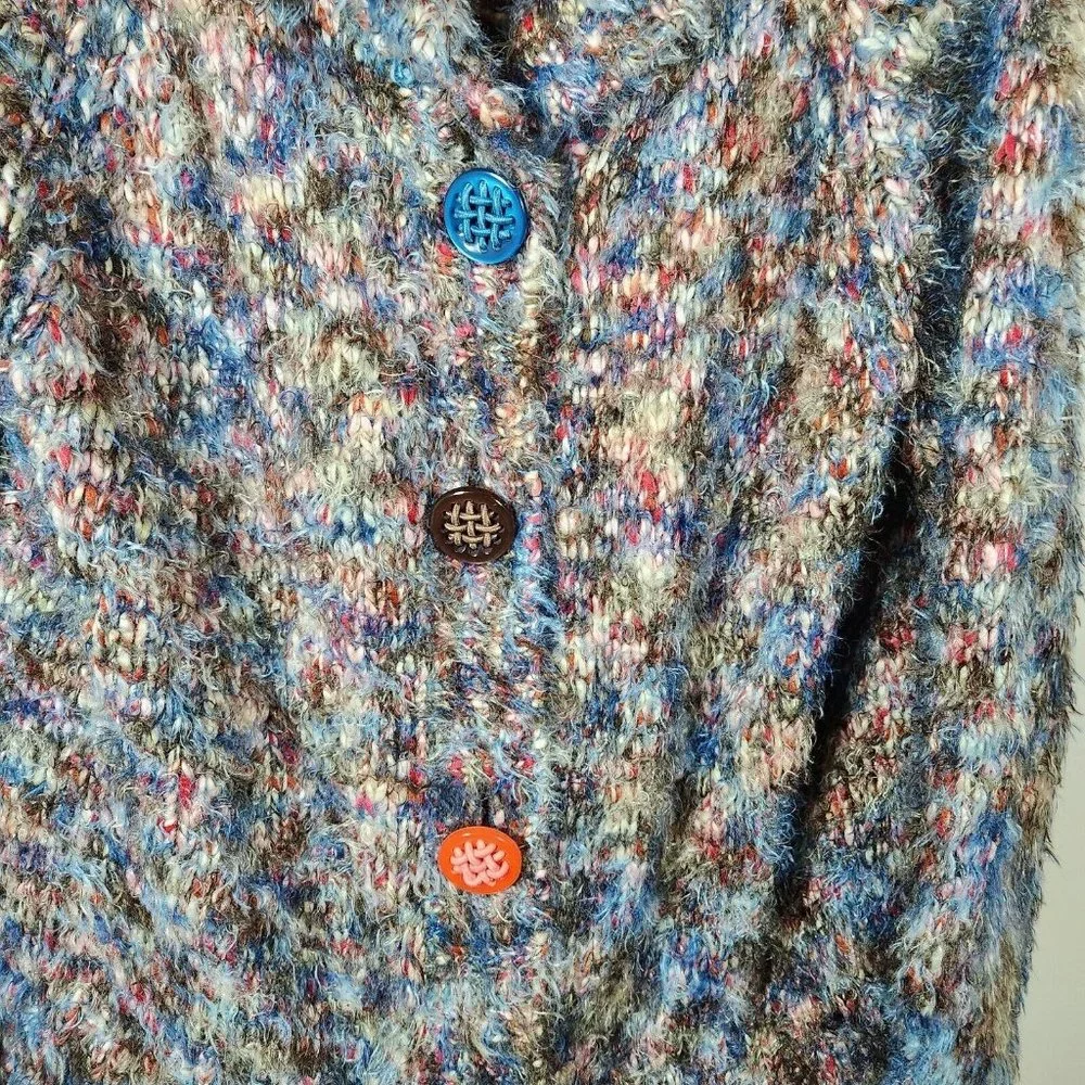 Vintage Colour Works Cardigan Sweater Womens M Multicolor Mohair Space Dye Y2K - Picture 6 of 13